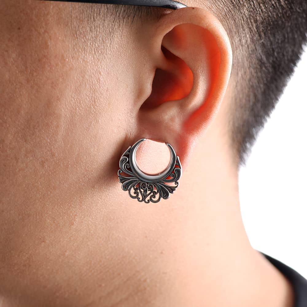 2PCS Moon Ear Gauges Ear Plugs and Tunnels Gauge for Ears Expander Piercing Gauge 10mm-25mm(00g-1")