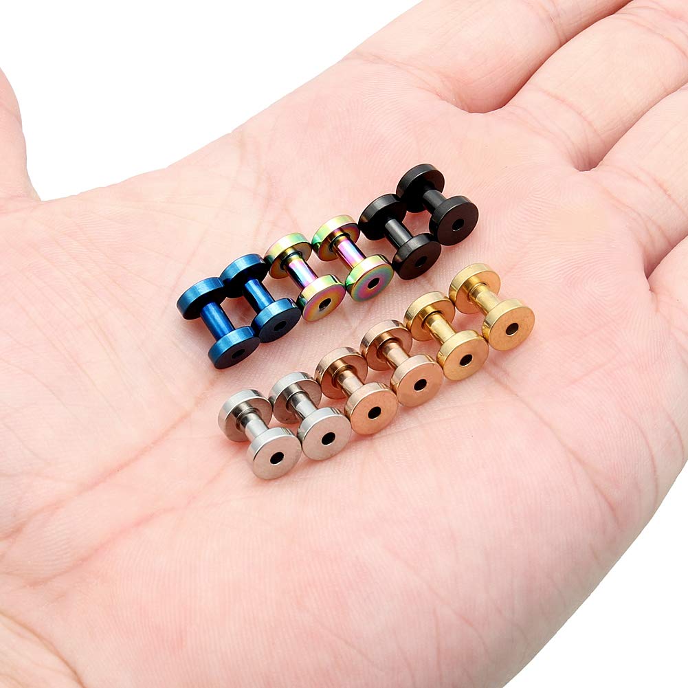 Lcolyoli Screw Fit Ear Gauges Kit Surgical Steel Tunnel Expander Earrings Earlobe Plugs Body Piercing Jewelry Set for Women Men 14G-00G 12 Pieces