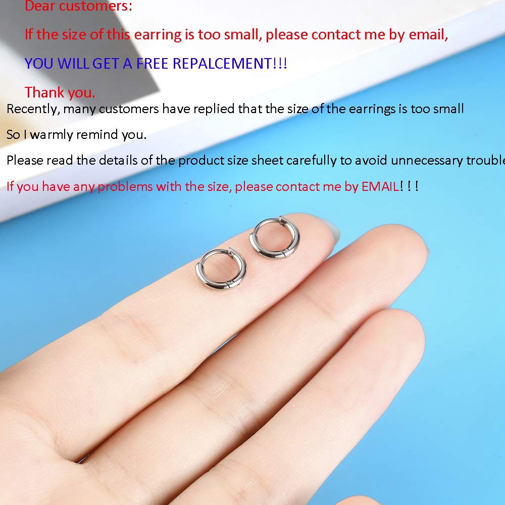 316L Surgical Stainless Steel Huggie Hoop Earrings 6mm 8mm 10mm 11mm 12mm 14mm Hypoallergenic Earrings Hoop Cartilage Helix Lobes Hinged Sleeper Earrings For Men Women Girls