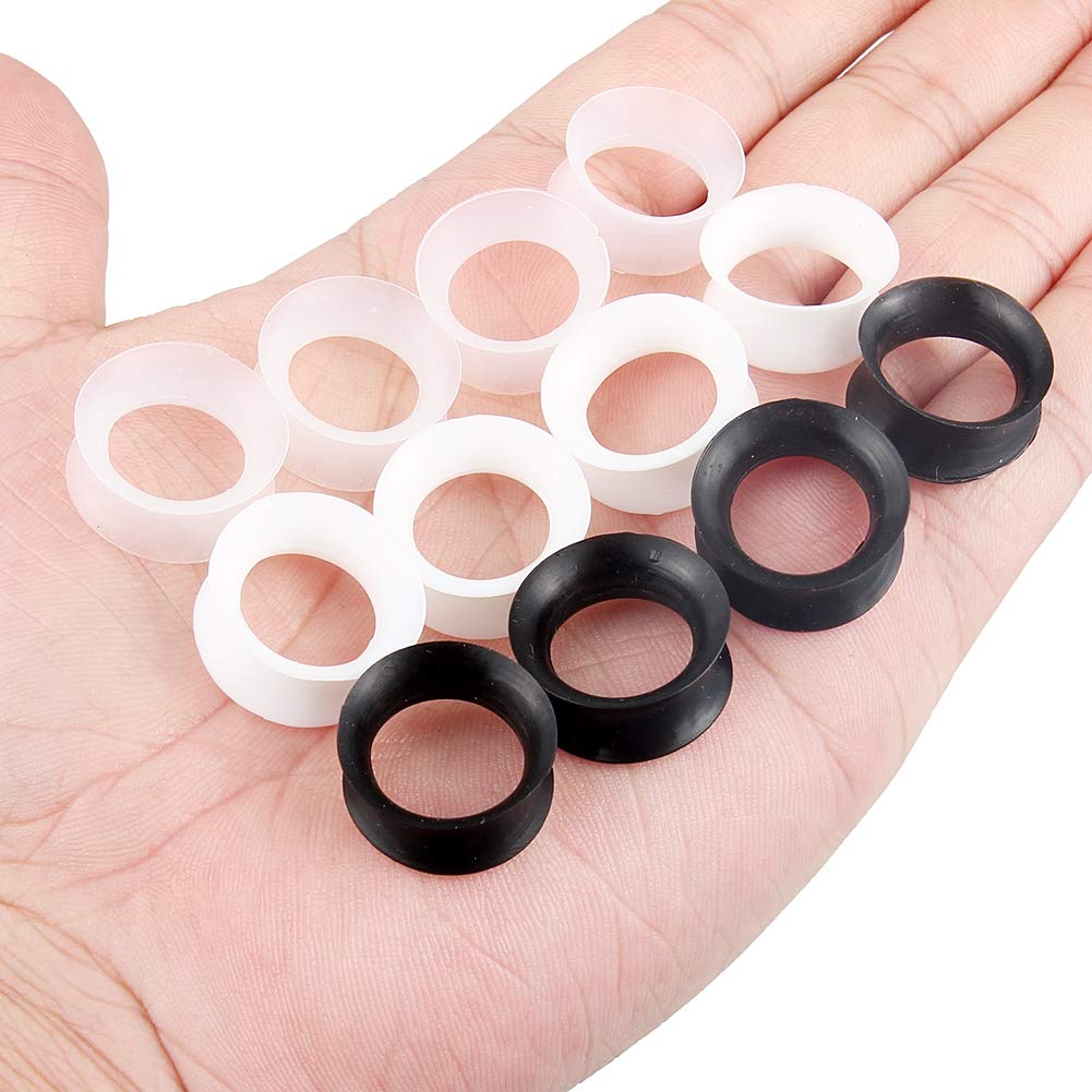Cisyozi 6 Pairs Ultra Thin Silicone Ear Skin Flexible Flesh Tunnel Expander Stretching Gauge Earlets Plug Gauges Kit Earlets Retainer Same Sizes 6G-20mm 3 Colors