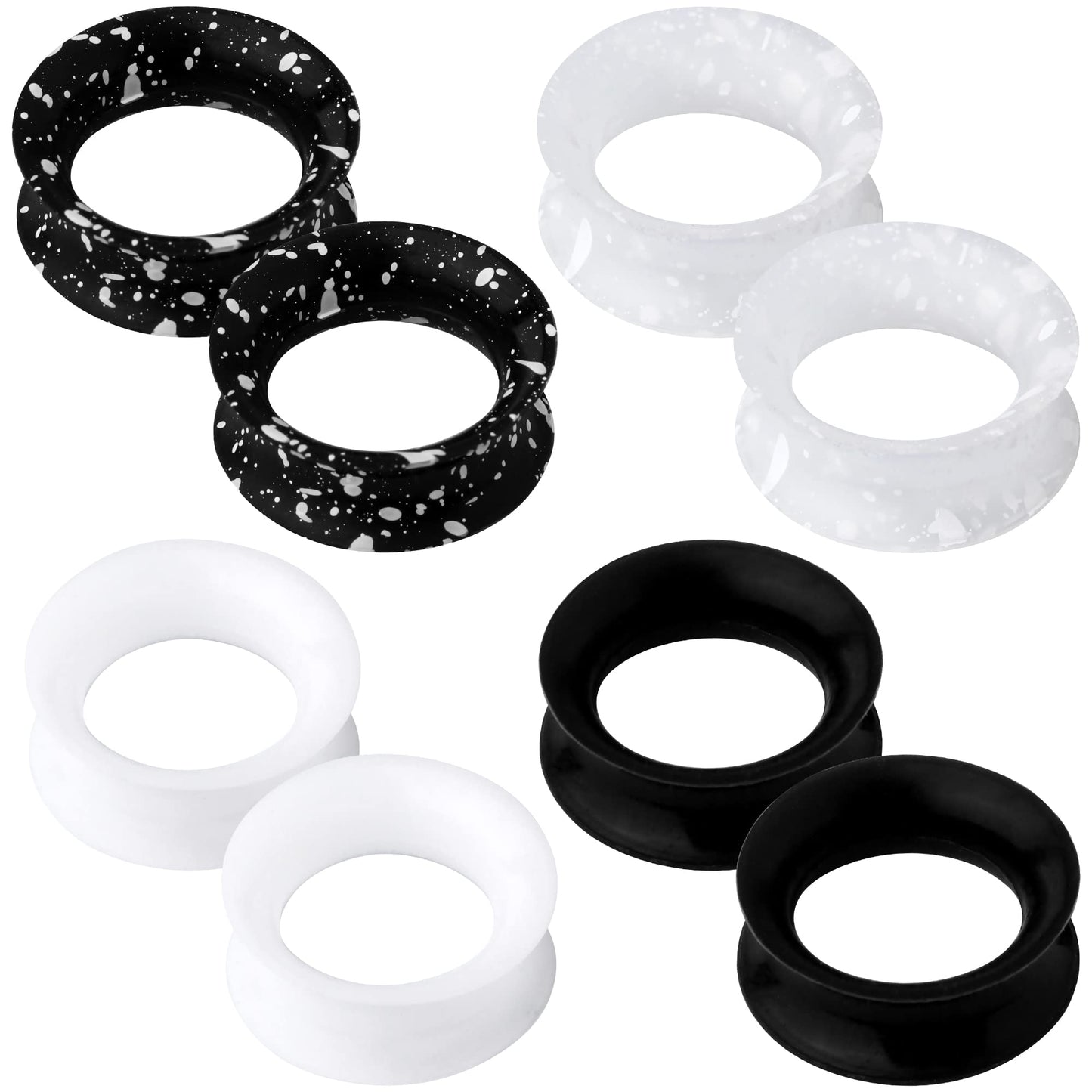 OUFER 8PCS Silicone Ear Gauges Flexible Ear Tunnels Plugs Stretchers Expander Double Flared Flesh Ear Piercing Jewelry for Women Men