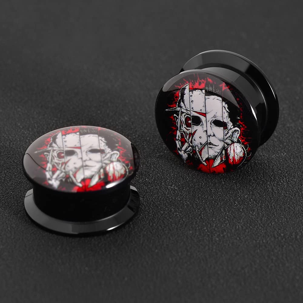 1 Pair Acrylic Solid Screw On Ear Plugs Tunnels Santa Muerte Death Goodness Resin Allergy Free Stretcher For Women Men Body Piercing Jewelry