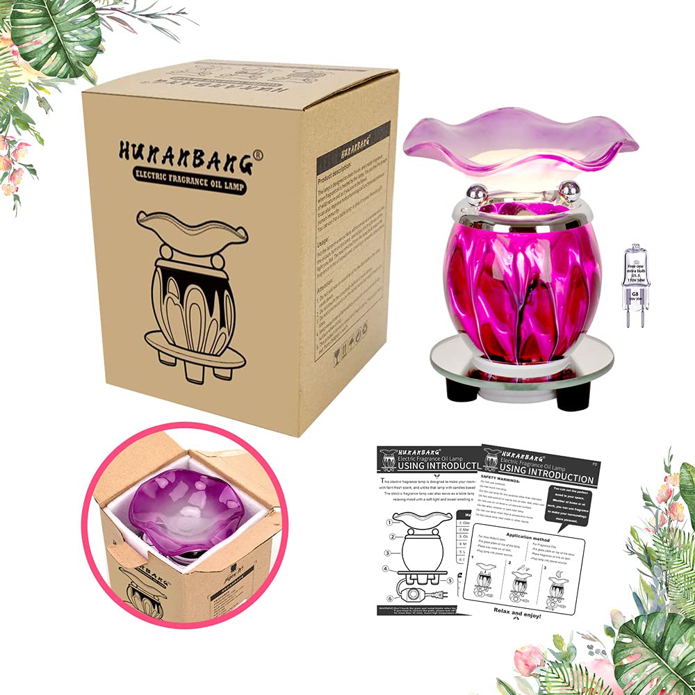 HUNANBANG 3 in 1 Electric Oil Diffuser Warmer Scented Wax Warmer Candle Wax Melt Warmer Wax Melter Fragrance Wax Burner(LW-Purple2)