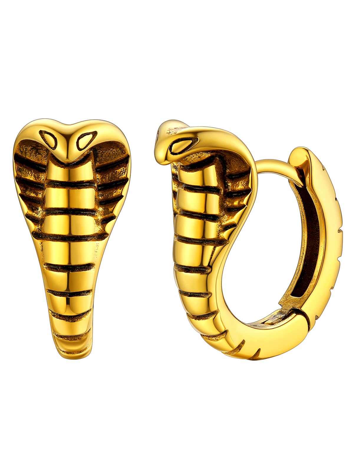 FaithHeart Dragon/Dinosaur/Snake Hoop Earrings for Men, Sturdy Stainless Steel Punk Biker Animals Hypoallergenic Jewelry, Gift Box