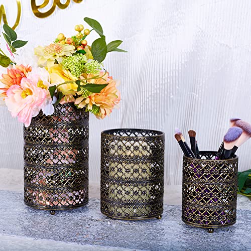 Metal Candle Holders Set of 3, Decorative Tealight Candle Holder Sets, Candlestick for Pillar Vintage Style Perfect for Tabletop Centerpieces Home Decor Wedding Parties Events
