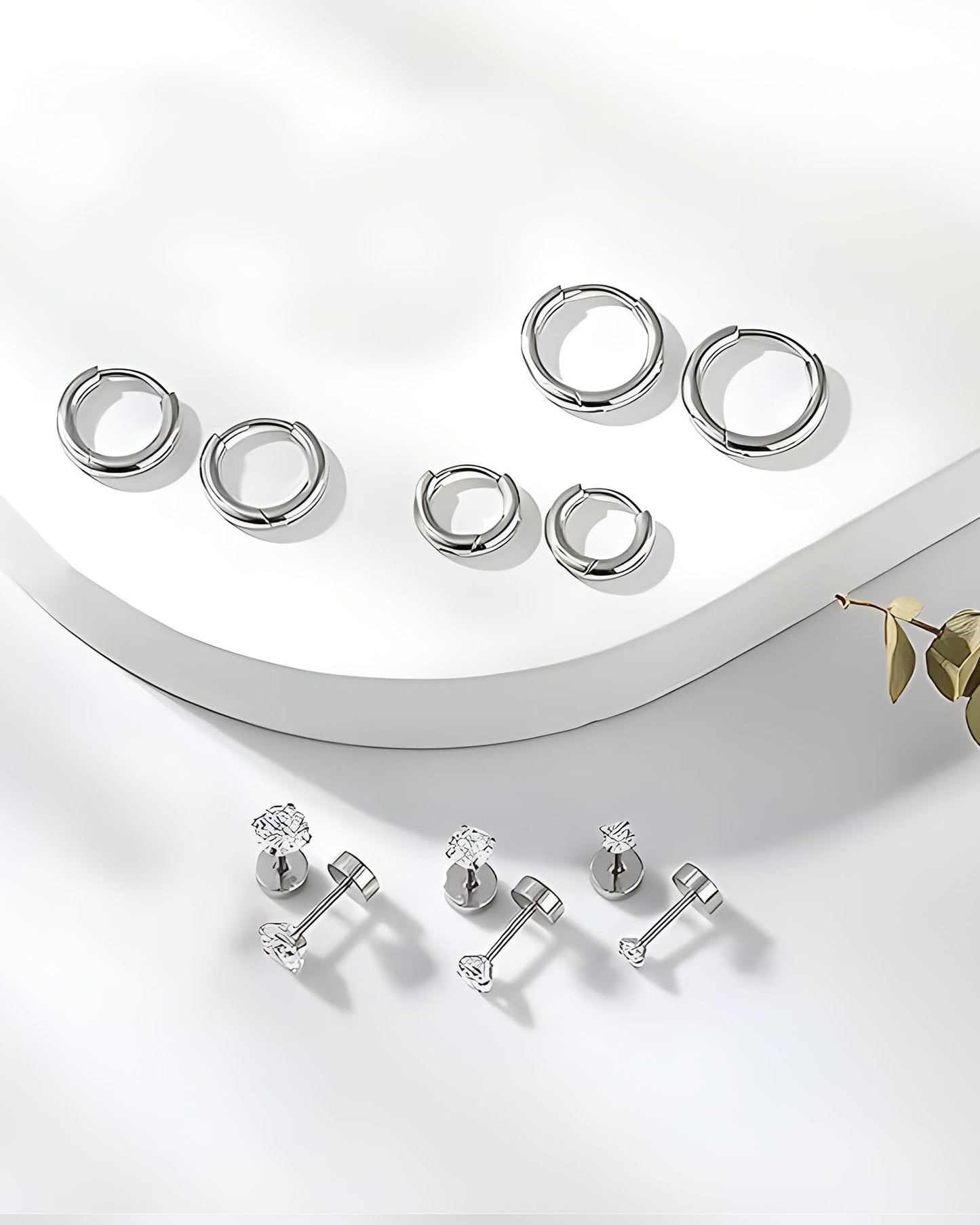 316L Surgical Stainless Steel Huggie Hoop Earrings 6mm 8mm 10mm 11mm 12mm 14mm Hypoallergenic Earrings Hoop Cartilage Helix Lobes Hinged Sleeper Earrings For Men Women Girls