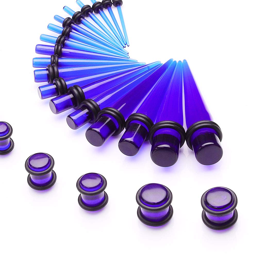 50 Pieces Ear Stretching Kit 14G-00G Acrylic Tapers and Plugs + Silicone Tunnels - Ear Gauges Expander Set Body Piercing Jewelry
