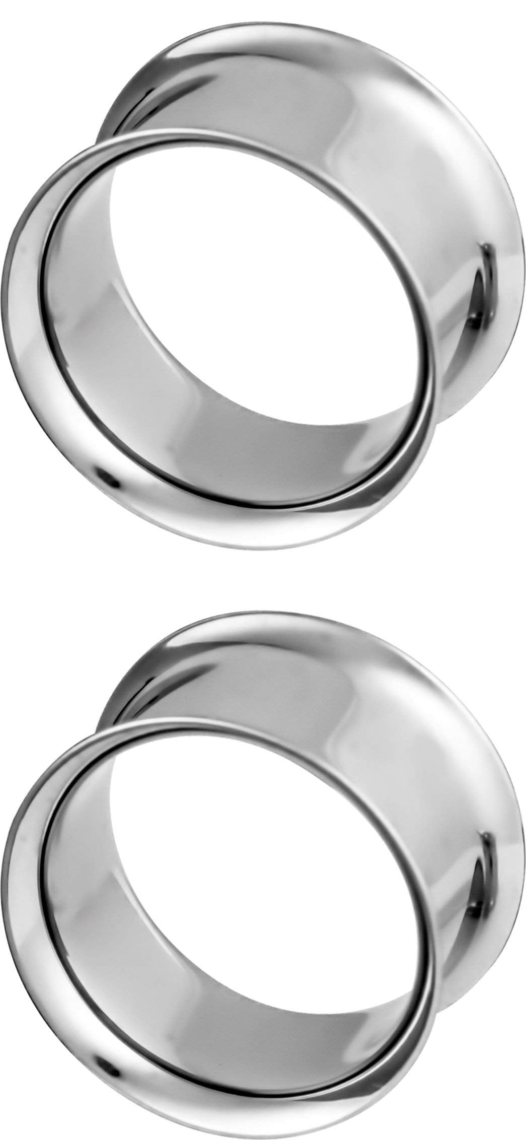 Forbidden Body Jewelry Ear Gauges, Ear Tunnels, Tunnels For Ears, 12G-2 Inch Surgical Steel Mirror Finish Double Flared Tunnel Plug Earrings (Sold in Pairs)