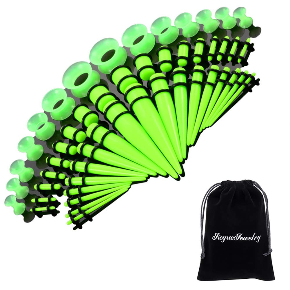 50 Pieces Ear Stretching Kit 14G-00G Acrylic Tapers and Plugs + Silicone Tunnels - Ear Gauges Expander Set Body Piercing Jewelry