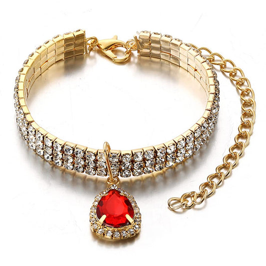 Pet Collar Gold with Diamond Shiny Adjustable Crystal Wedding Cat Collar Dog Small and Medium Pet Collar Glitter Decoration