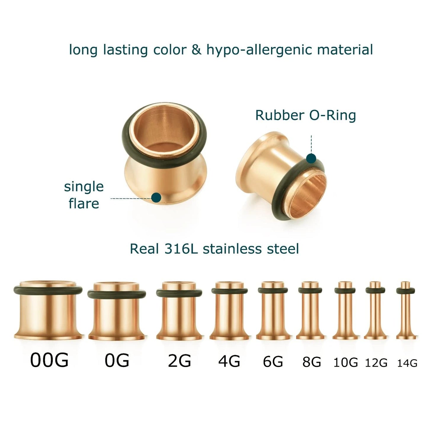 vcmart 14G-00G 36 pcs Ear Gauges Stretching Kit Tapers Plugs Eyelets Implant Grade Steel