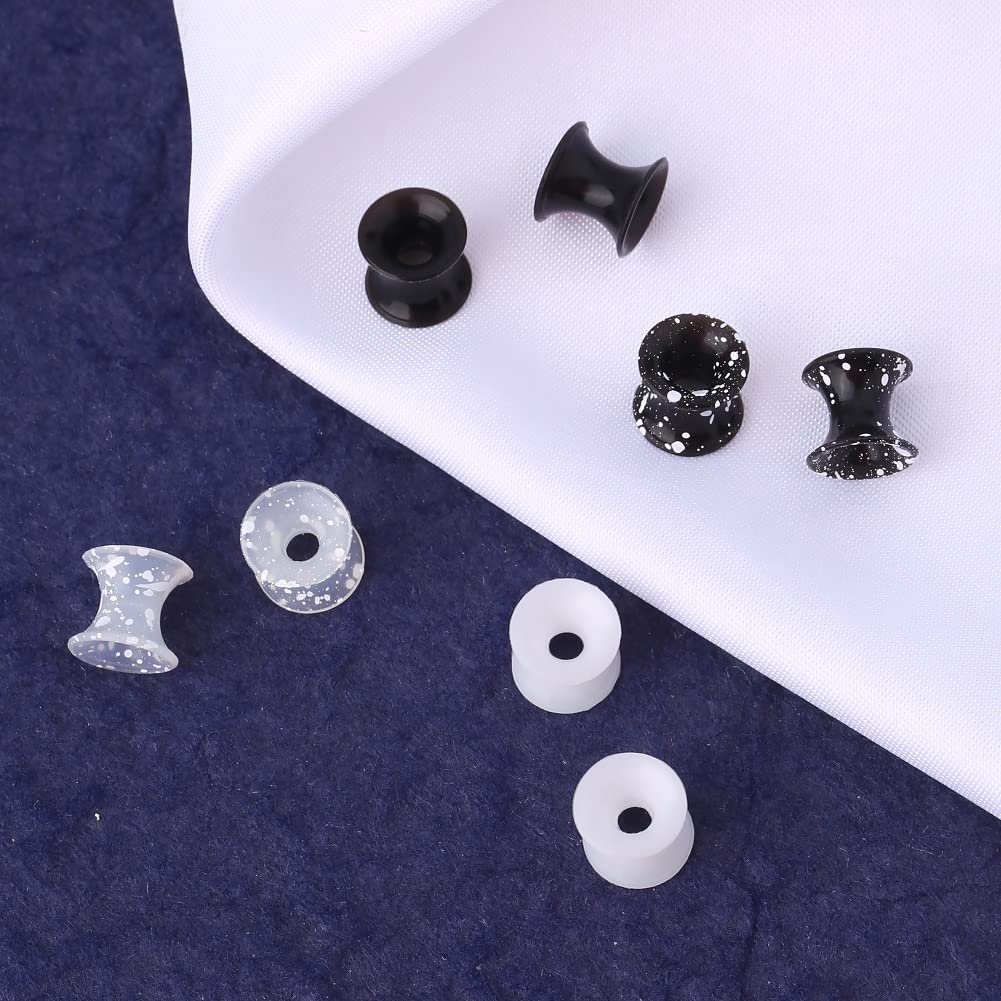 OUFER 8PCS Silicone Ear Gauges Flexible Ear Tunnels Plugs Stretchers Expander Double Flared Flesh Ear Piercing Jewelry for Women Men