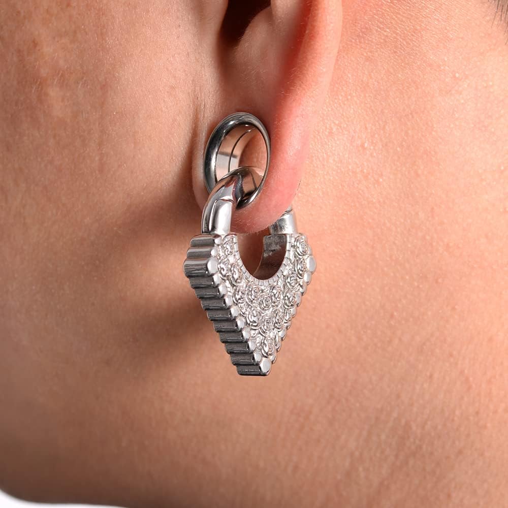 2PCS Ear Weights For Stretched Ears Heavy Weighted Gauges Stainless Steel 2g 4g Dangle Gauge For Women Men Ear Hanger Stretcher Piercings