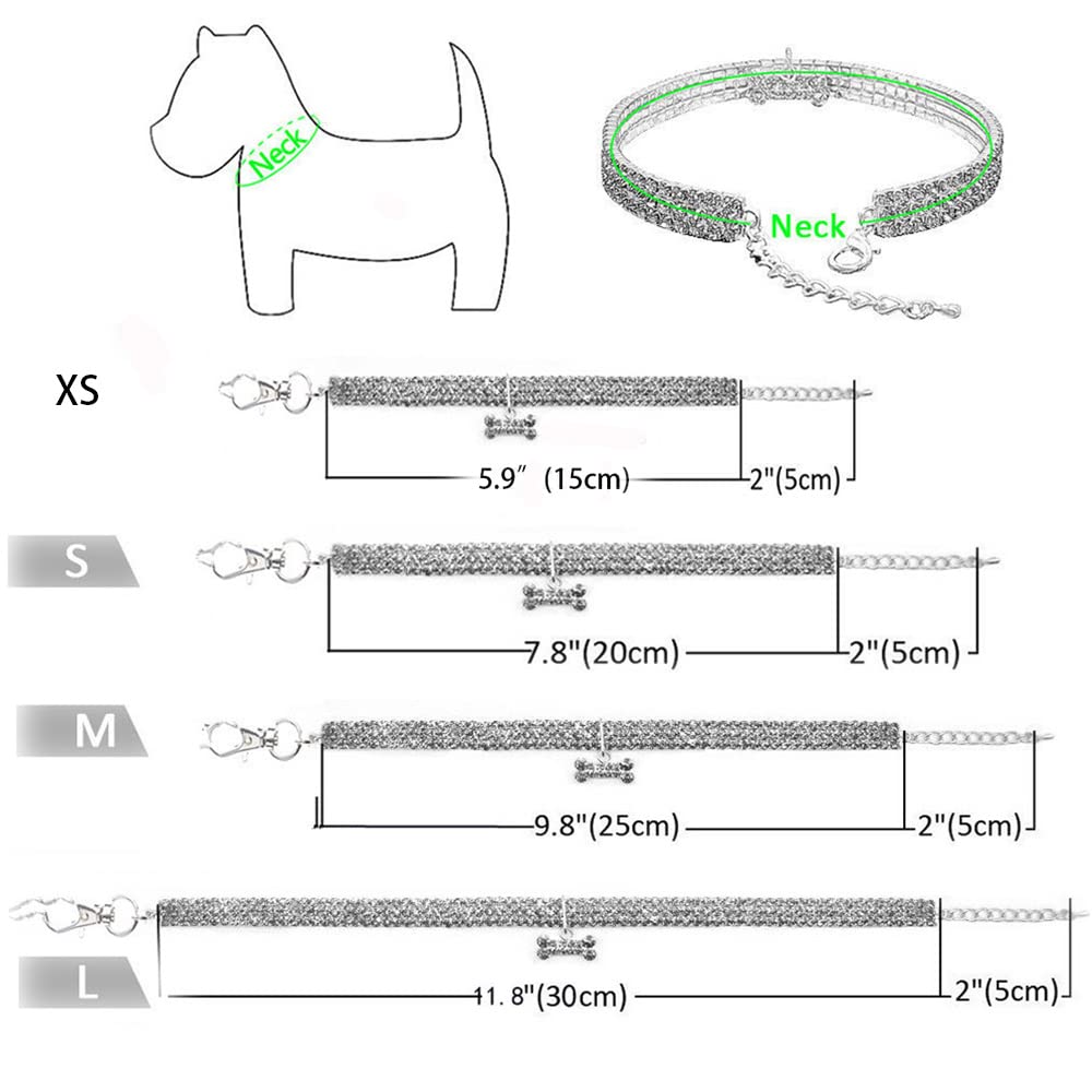 Pet Collar with Diamonds, Adjustable Crystal Diamond Elastic Heart Claw Pendant Wedding cat and Dog Small pet Necklace Jewelry