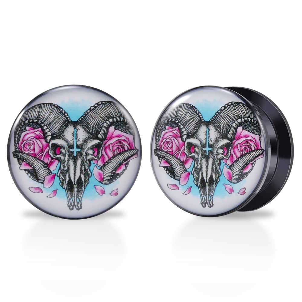 1 Pair Acrylic Solid Screw On Ear Plugs Tunnels Jack Skellington Scream Resin Allergy Free Stretche Nightmare Before Christmasr For Women Men Body Piercing Jewelry