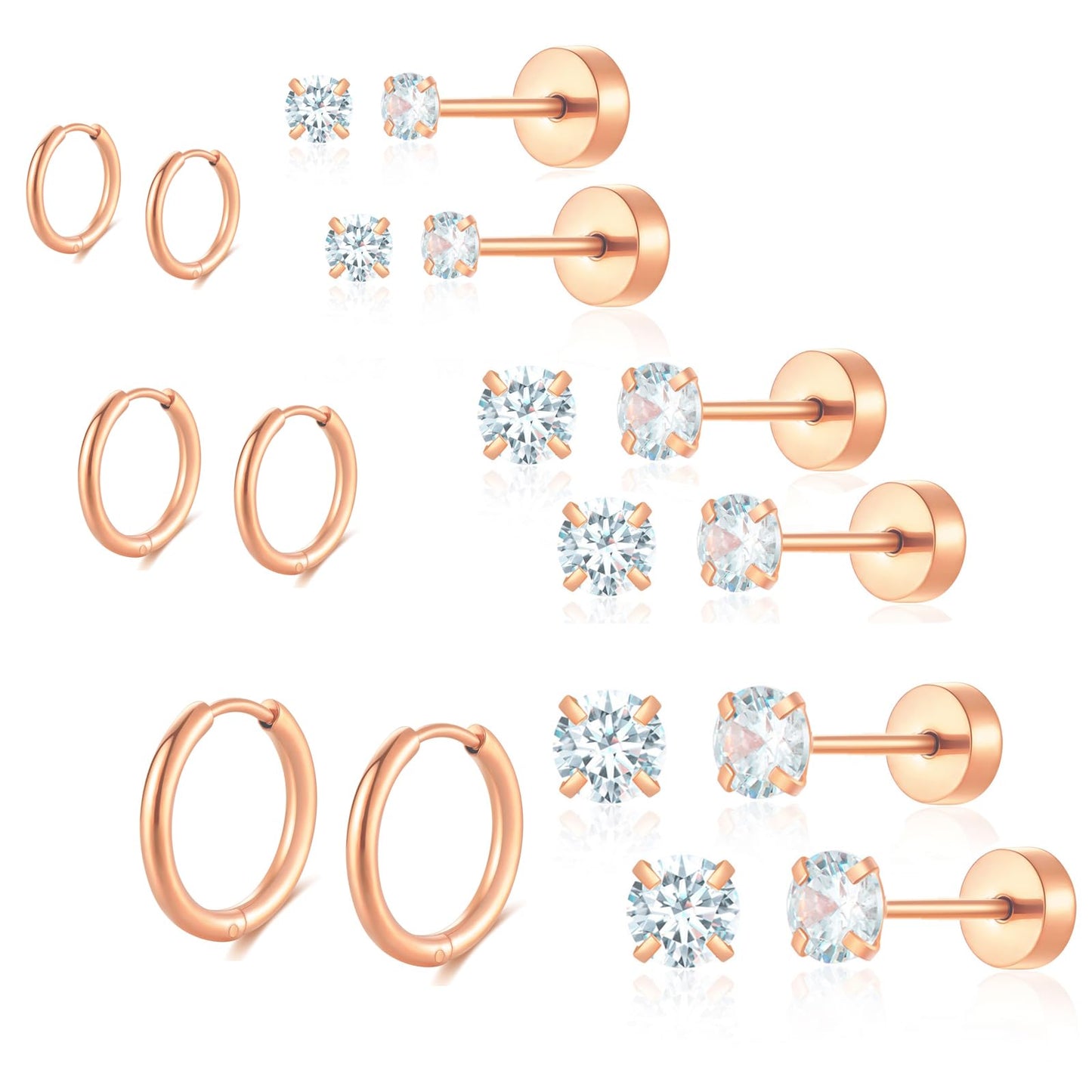 316L Surgical Stainless Steel Huggie Hoop Earrings 6mm 8mm 10mm 11mm 12mm 14mm Hypoallergenic Earrings Hoop Cartilage Helix Lobes Hinged Sleeper Earrings For Men Women Girls