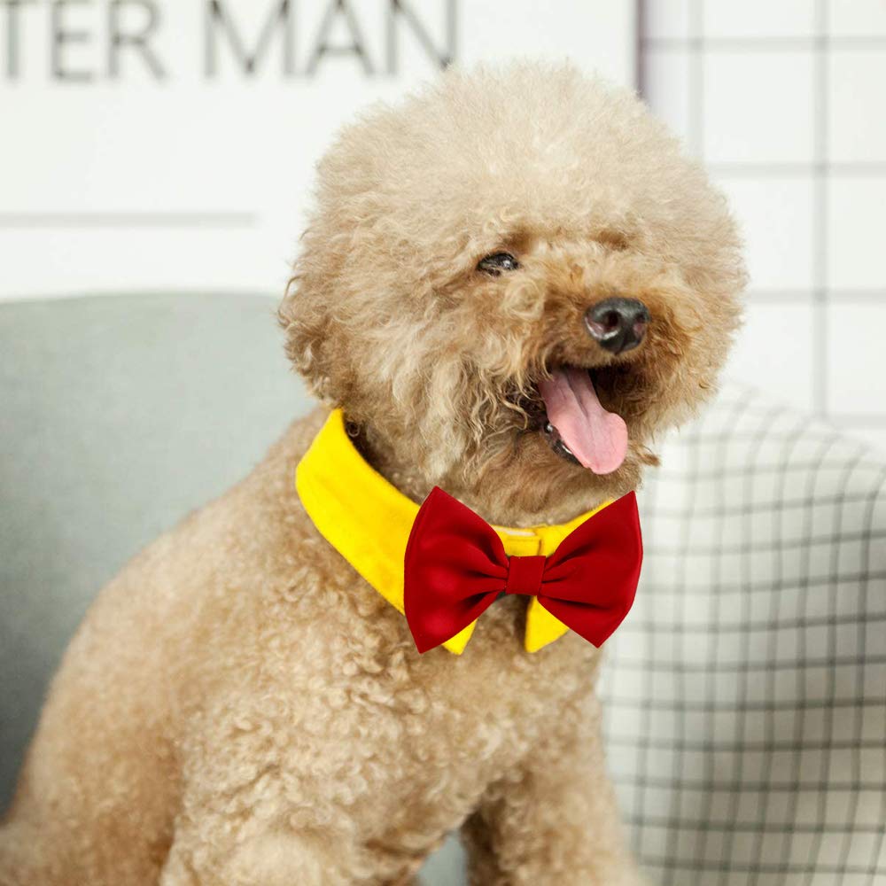 Handcrafted Adjustable Formal Pet Bowtie Collar Neck Tie for Dogs & Cats (S, Black)