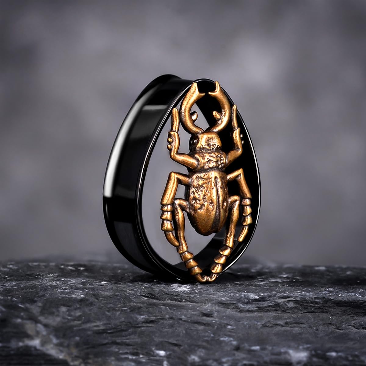 COOEAR 1 Pair Double FLared Tear Drop Ear Tunnels Piercing Stainless Steel Scarab Gauges Silvery Earrings Plugs 0g to 1".