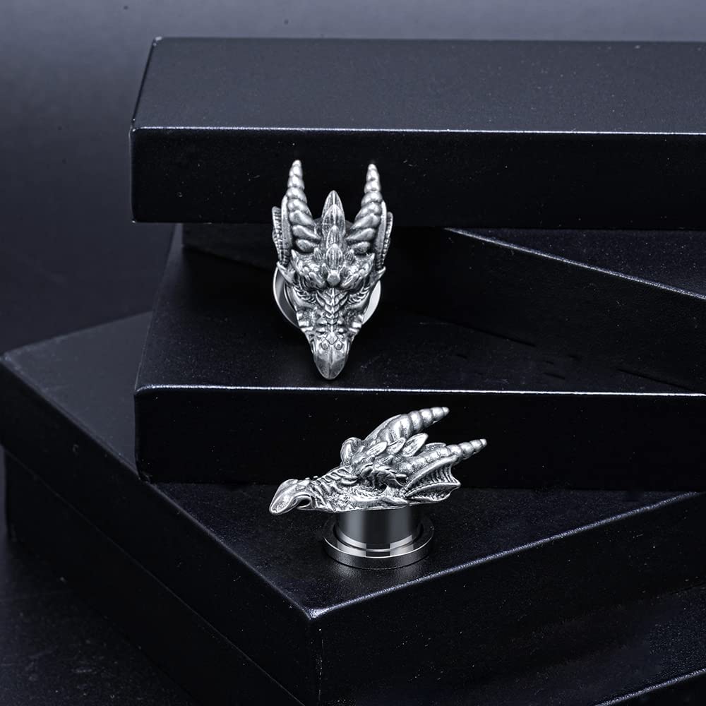 1 Pair Stainless Steel Dragon Head Ear Gauges Tunnels Jewelry For Man For Woman Body Piercing Jewelry 2g-1/2 Inch Stretcher Plugs