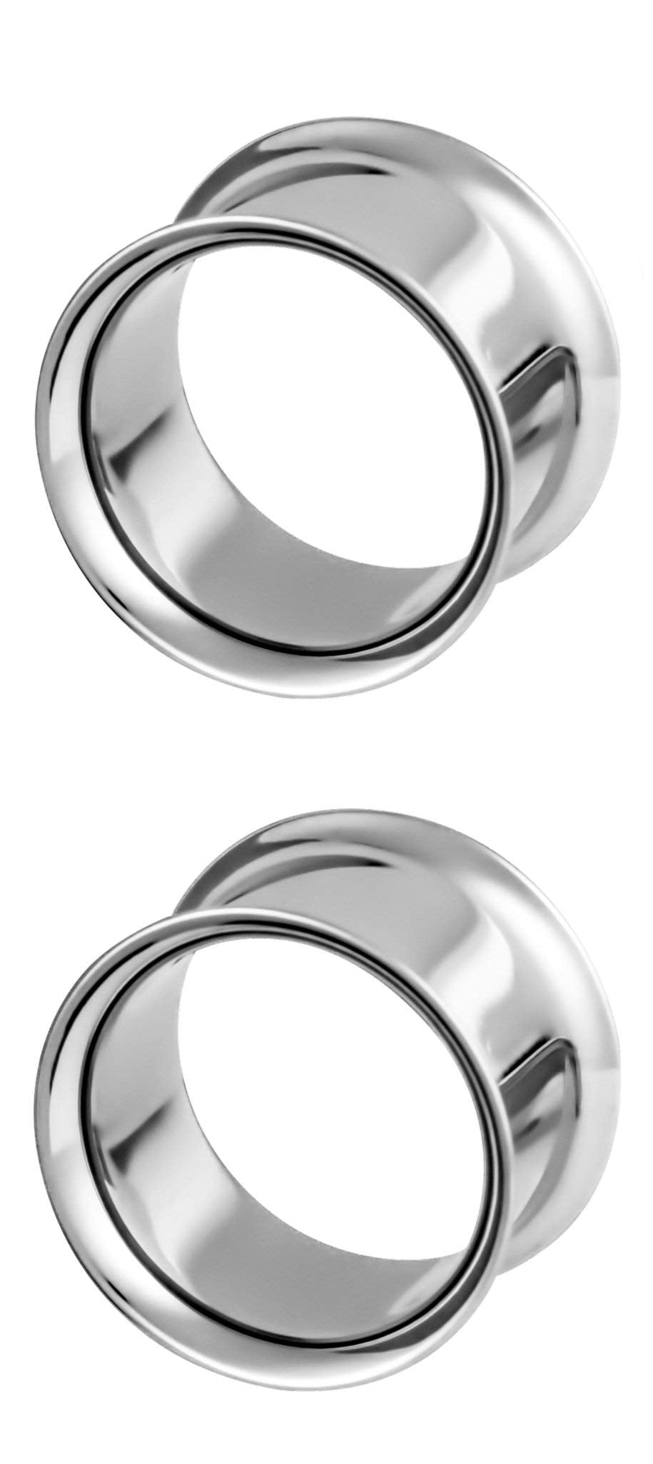 Forbidden Body Jewelry Ear Gauges, Ear Tunnels, Tunnels For Ears, 12G-2 Inch Surgical Steel Mirror Finish Double Flared Tunnel Plug Earrings (Sold in Pairs)