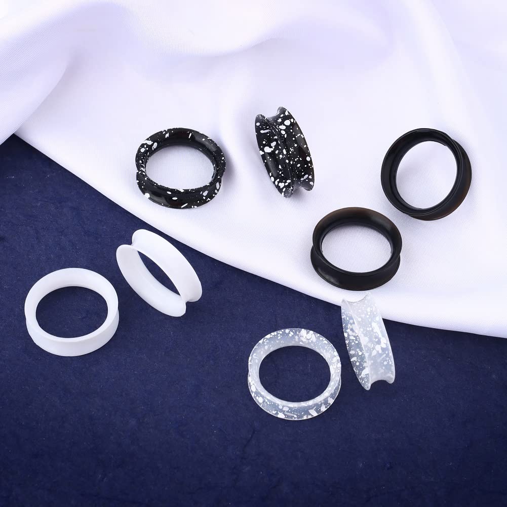 OUFER 8PCS Silicone Ear Gauges Flexible Ear Tunnels Plugs Stretchers Expander Double Flared Flesh Ear Piercing Jewelry for Women Men