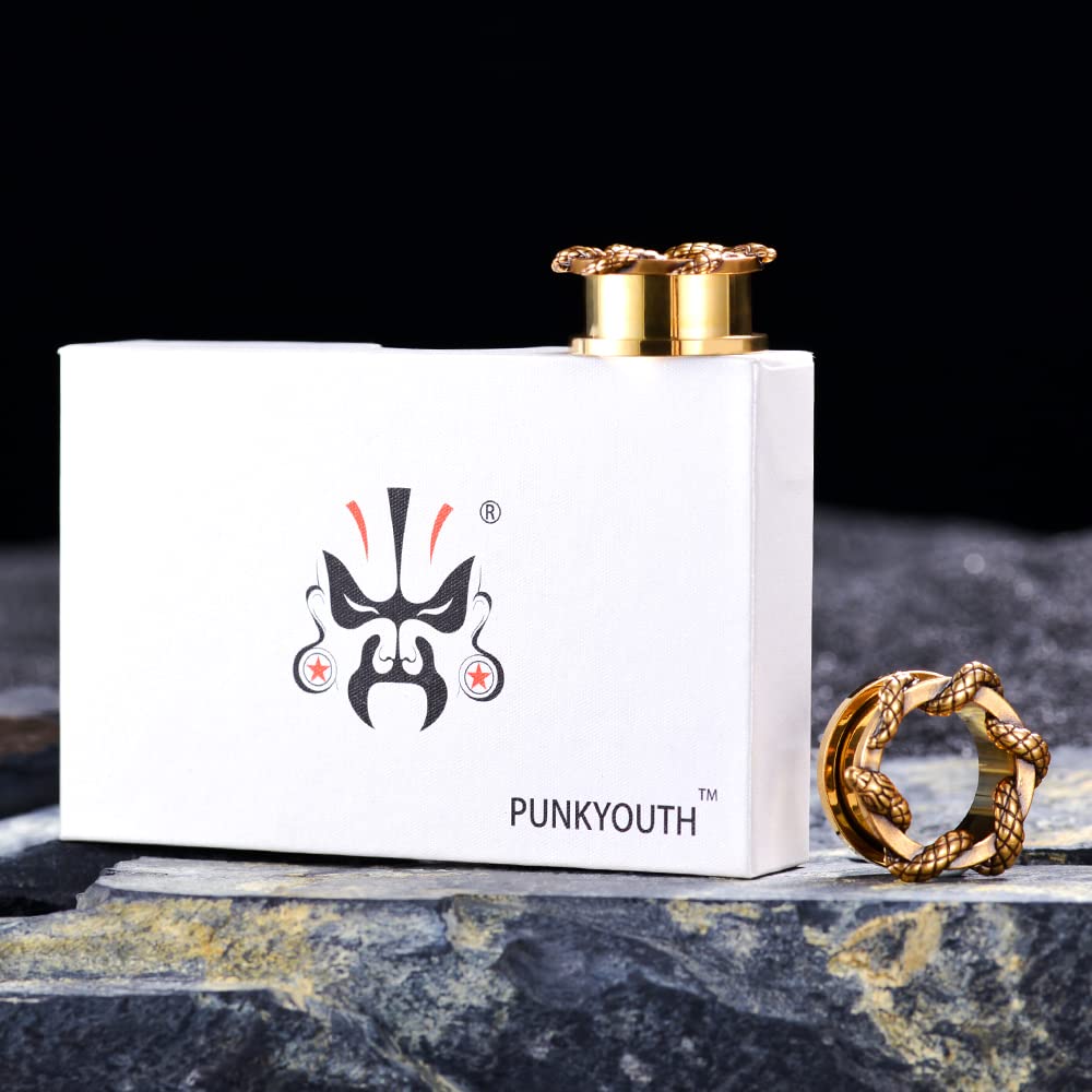 2PCS Stainless Steel Ear Gauges Screw Back Fit Tunnels For Ear Articulated Snake Cool Ear Stretchers Expander Double Flared Body Piercing Jewelry 0g-1inch