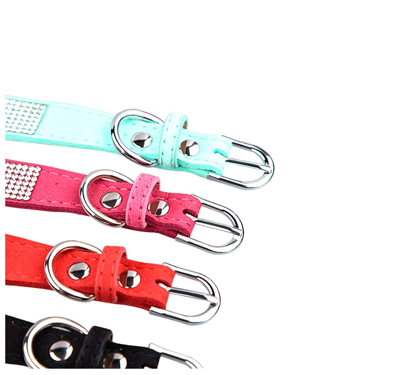 Rhinestone Dog Collar, Cute Dazzling Sparkling Soft Suede Leather Dog Cat Rhinestone Collar Crystal Diamond Pet Dog Puppy Collar (XS, Blue-1)