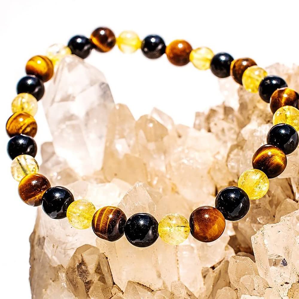 Black Obsidian Hematite Triple Protection Bracelet 10MM beads Set, Blue Tiger Eye Beads Bracelets, Lava Stone bracelets for Men Women