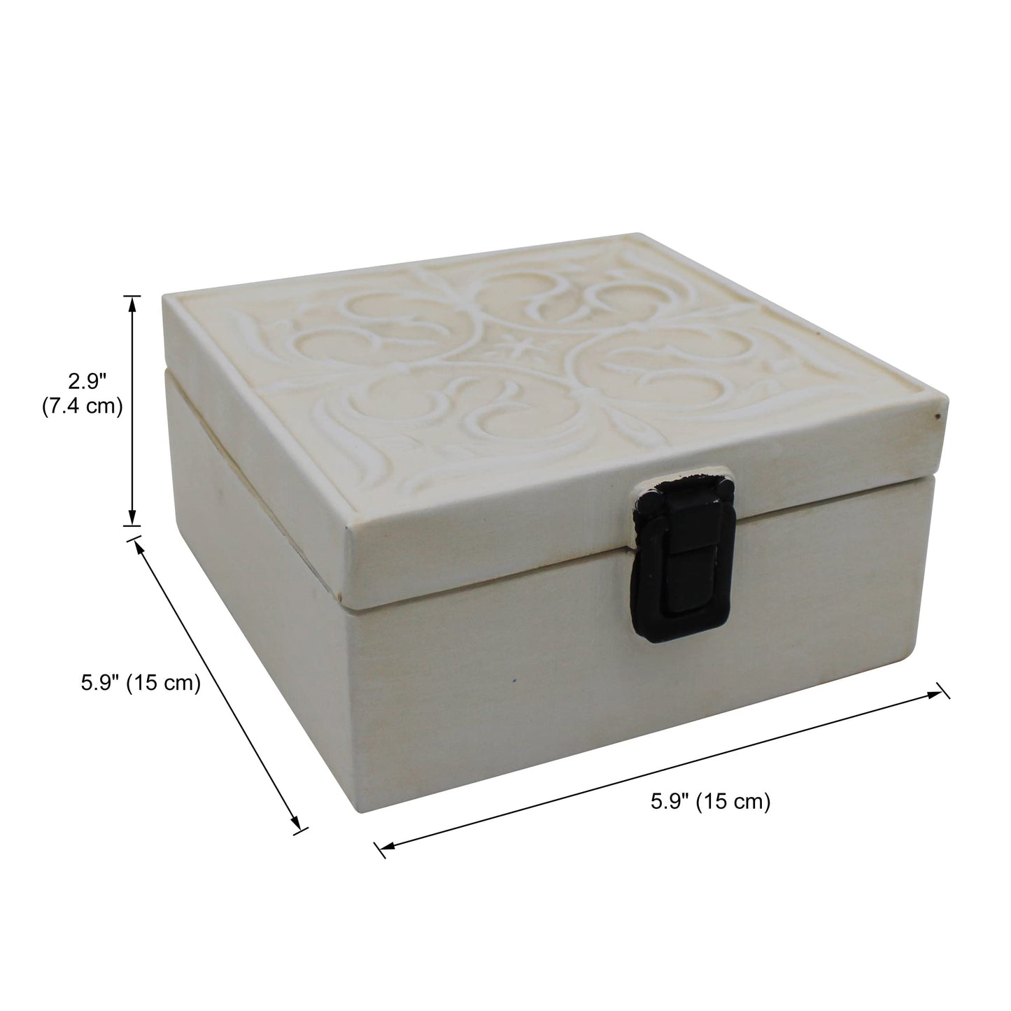 CVHOMEDECO. Rustic Metal Decorative Box Vintage Galvanized Storage Box with Lid and Hinged Square Stash Boxes for Photos, Jewelry, Keepsake and Gifts. Blue