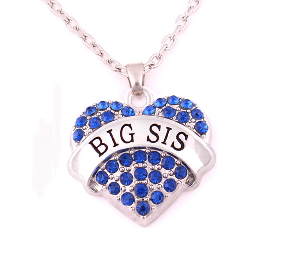 Charm.L Grace Crystal Heart Necklaces Set Mom Big Sis Middle Lil Sister