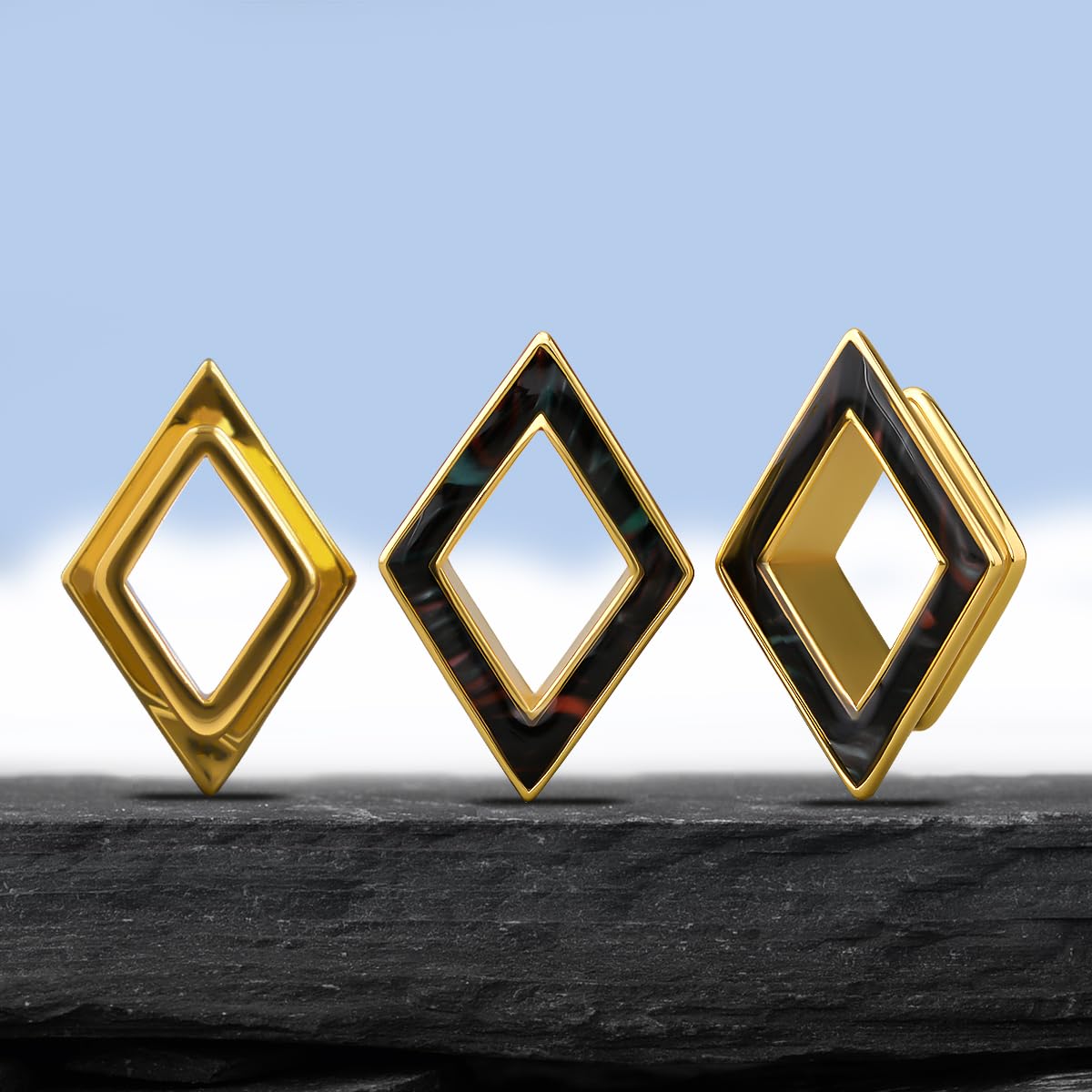 1 Pair 6mm-16mm Ear Gauge Teardrop Colour Opal Double Flared Plug Tunnels For Stretched Ears Brass Saddle Plug Gauges Women Body Piercing Jewelry