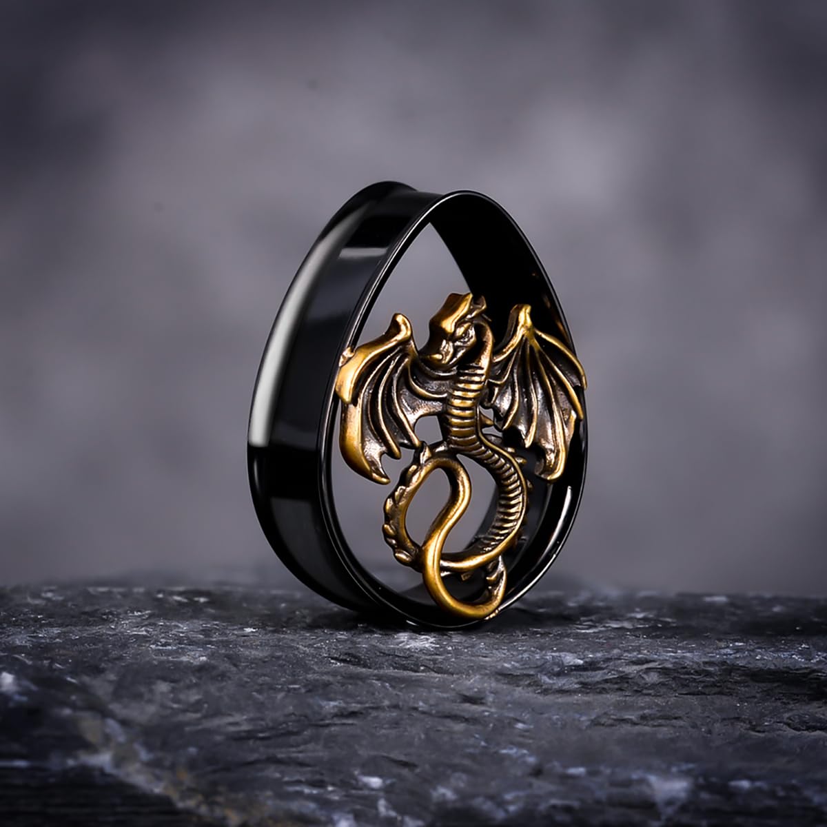 COOEAR 1 Pair Double FLared Tear Drop Ear Tunnels Piercing Stainless Steel Scarab Gauges Silvery Earrings Plugs 0g to 1".