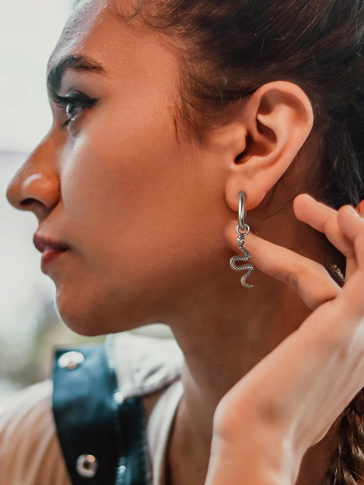 FaithHeart Dragon/Dinosaur/Snake Hoop Earrings for Men, Sturdy Stainless Steel Punk Biker Animals Hypoallergenic Jewelry, Gift Box