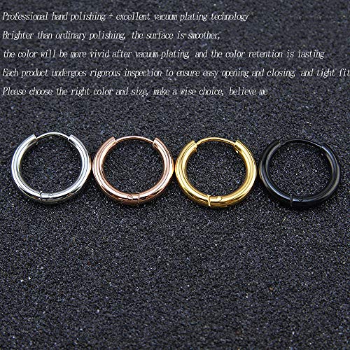 316L Surgical Stainless Steel Huggie Hoop Earrings 6mm 8mm 10mm 11mm 12mm 14mm Hypoallergenic Earrings Hoop Cartilage Helix Lobes Hinged Sleeper Earrings For Men Women Girls
