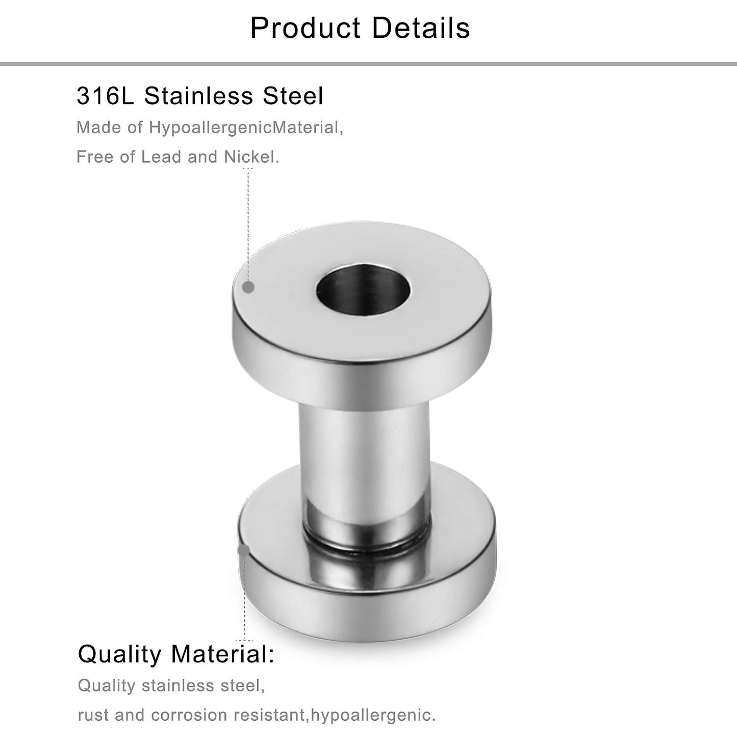 Lcolyoli Screw Fit Ear Gauges Kit Surgical Steel Tunnel Expander Earrings Earlobe Plugs Body Piercing Jewelry Set for Women Men 14G-00G 12 Pieces