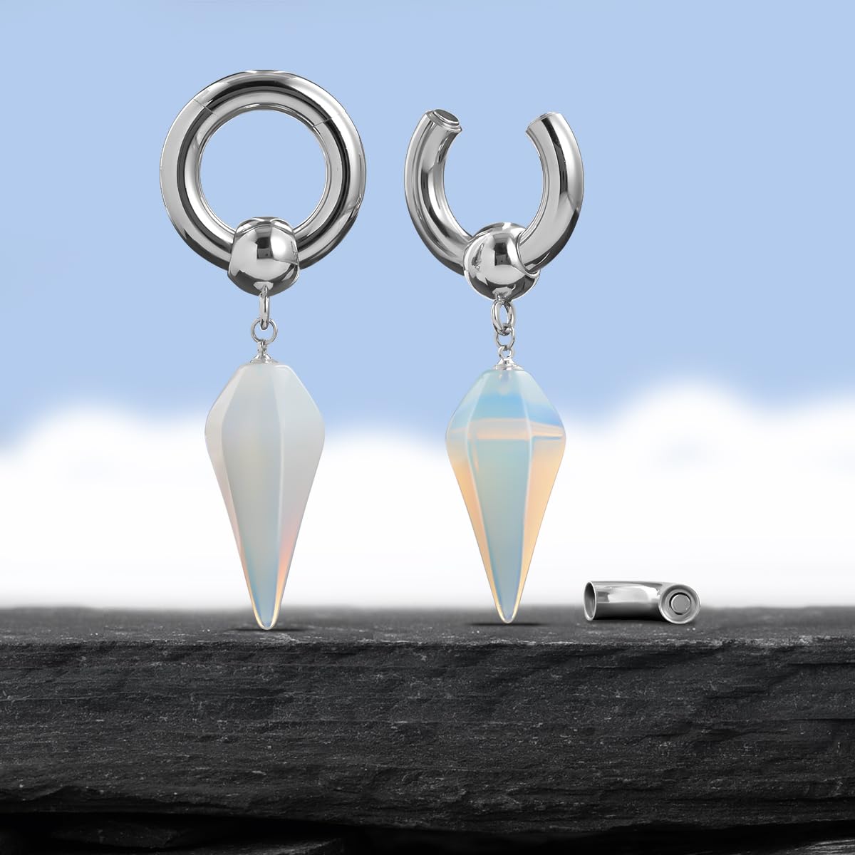 2g Ear Hanger Heavy Dangle Gauge Plug For Women 6mm Ear Weight For Stretched Ears Opal Gauge Tunnels For Ear Women Body Piercing Jewelry