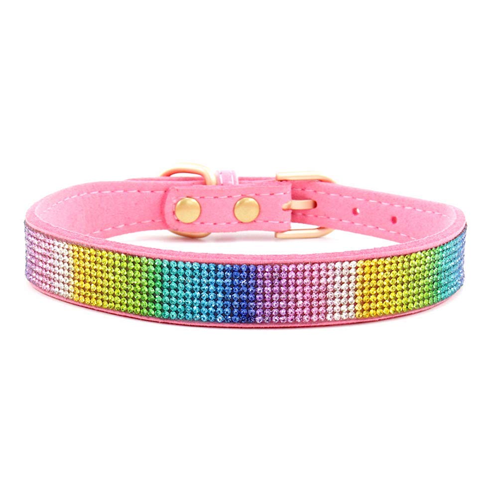 Rhinestone Dog Collar, Cute Dazzling Sparkling Soft Suede Leather Dog Cat Rhinestone Collar Crystal Diamond Pet Dog Puppy Collar (XS, Blue-1)