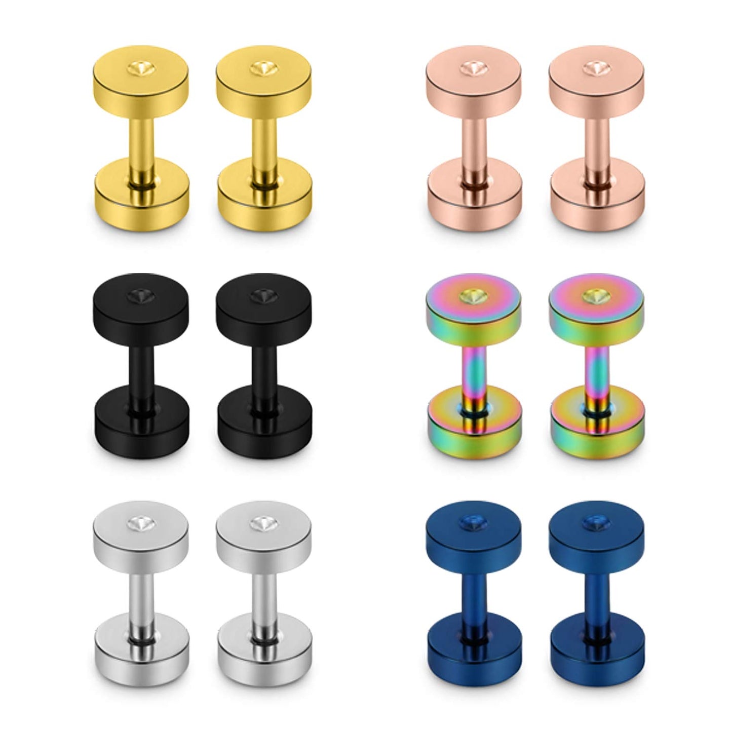 Lcolyoli Screw Fit Ear Gauges Kit Surgical Steel Tunnel Expander Earrings Earlobe Plugs Body Piercing Jewelry Set for Women Men 14G-00G 12 Pieces