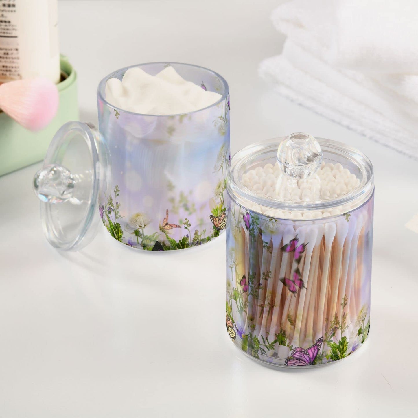 Halloween Skull 2PC Airtight Transparent Plastic Storage Jar, Food Storage Container Glass, Can Store Candy, Salt, Coffee Beans, With lid, Easy To Use