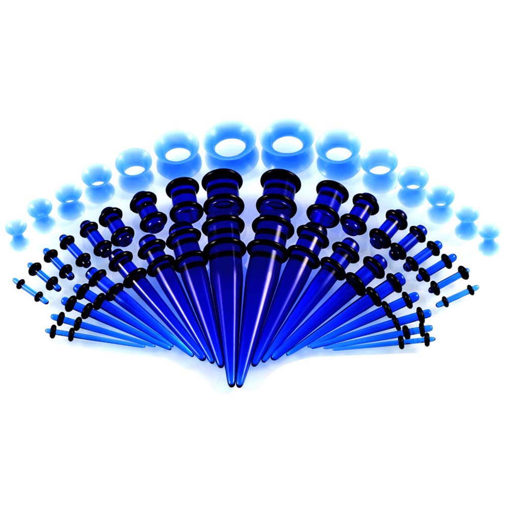 50 Pieces Ear Stretching Kit 14G-00G Acrylic Tapers and Plugs + Silicone Tunnels - Ear Gauges Expander Set Body Piercing Jewelry