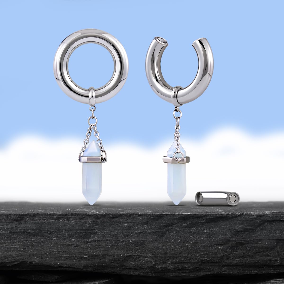 2g Ear Hanger Heavy Dangle Gauge Plug For Women 6mm Ear Weight For Stretched Ears Opal Gauge Tunnels For Ear Women Body Piercing Jewelry