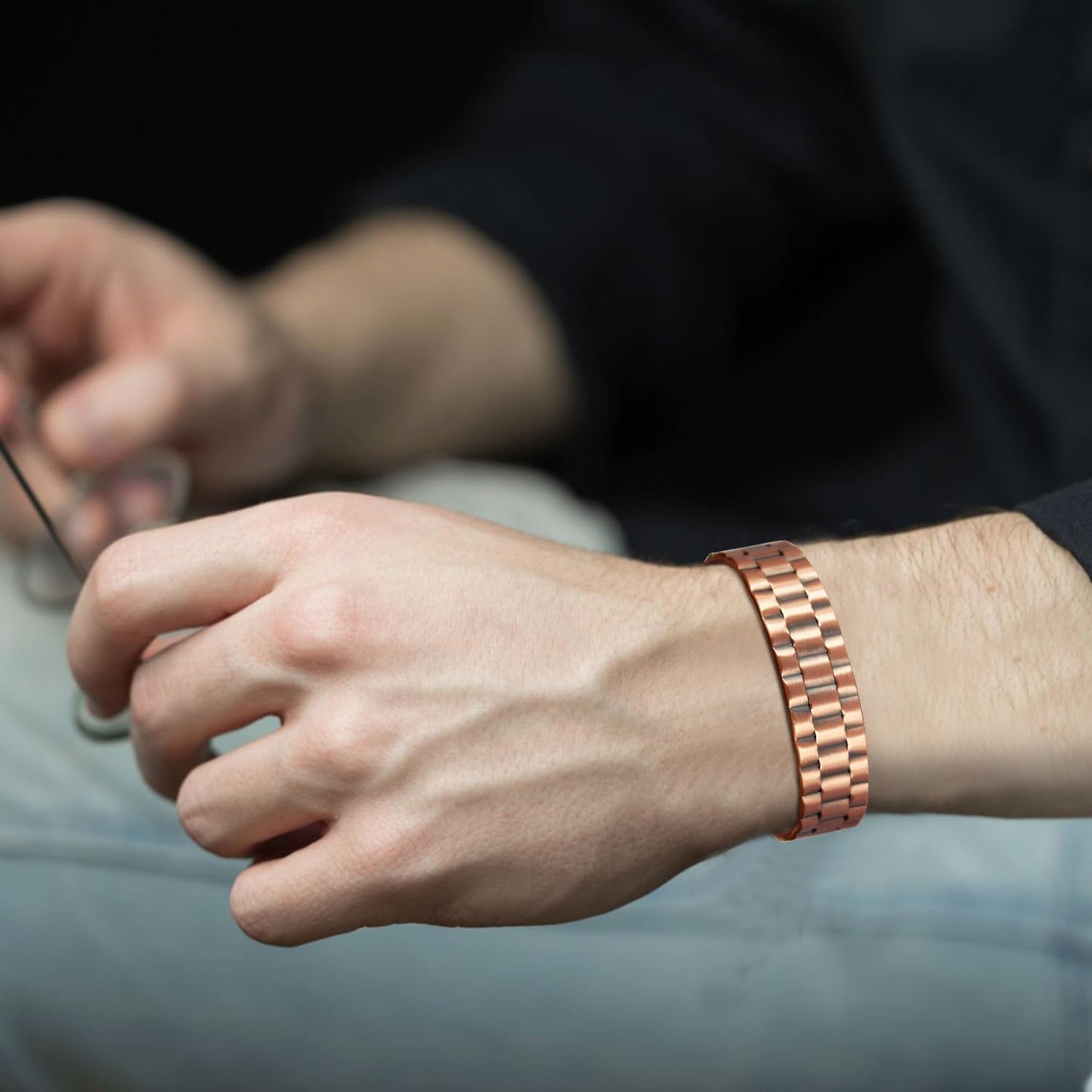 MagEnergy Copper Bracelet for Men, 99.9% Pure Copper Bracelet for Men with 6pcs 3500 Gauss Magnets, Adjustable Bracelets Jewelry Gift