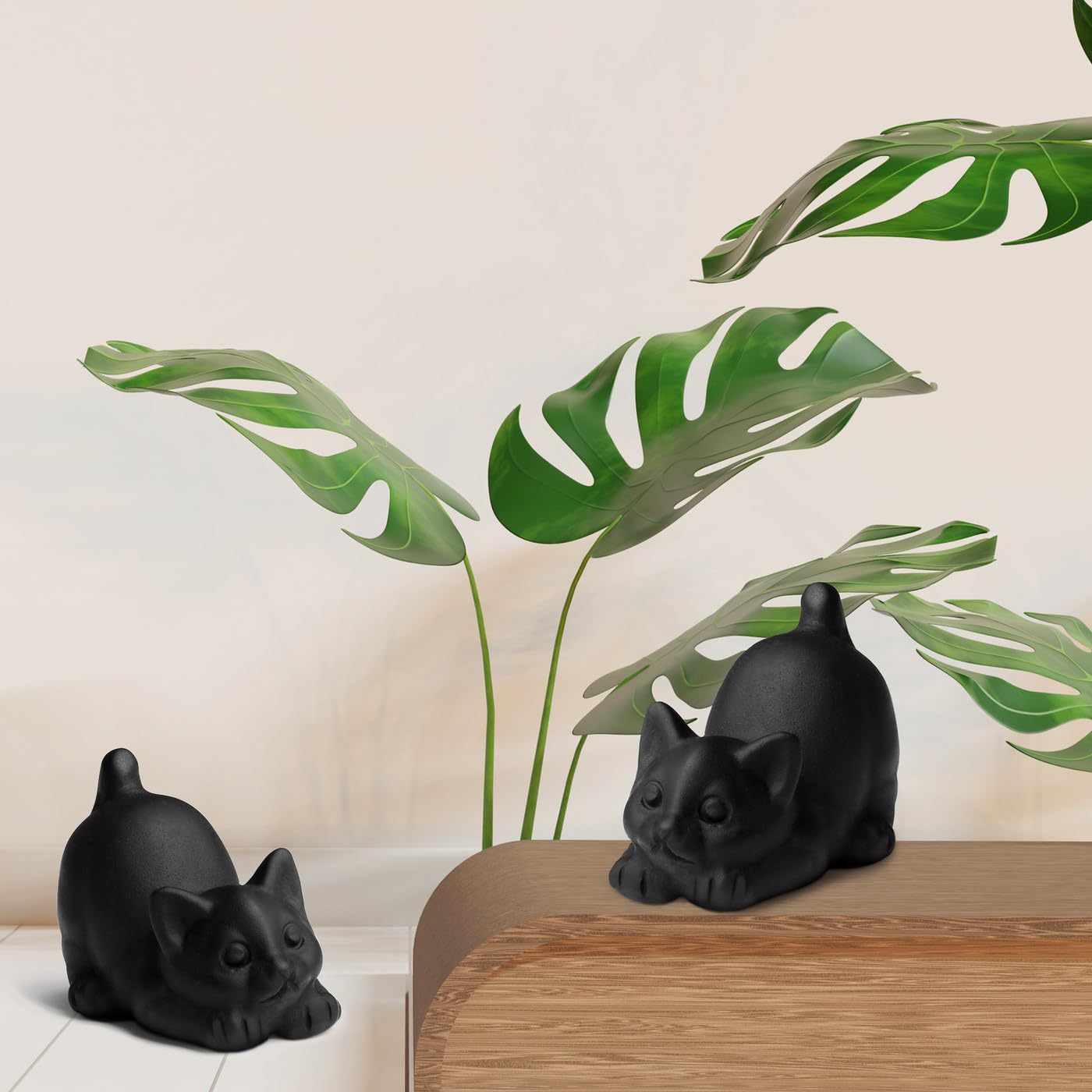 Black Obsidian Cat Statue Crystals and Healing Stones Cat Carved Room Home Decor Figurines for Office Lazy Sculpture Stone Crystal Desk Cute Art Decoration Gemstones Gifts for Cat Lovers Women