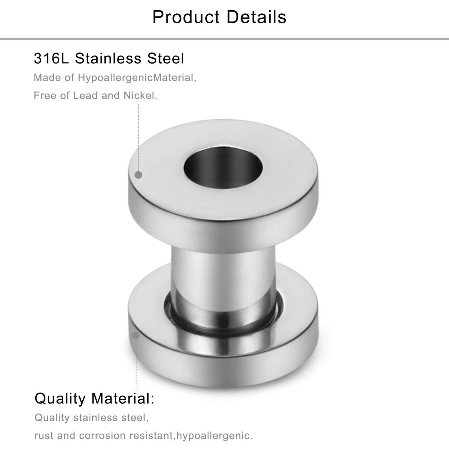 Lcolyoli Screw Fit Ear Gauges Kit Surgical Steel Tunnel Expander Earrings Earlobe Plugs Body Piercing Jewelry Set for Women Men 14G-00G 12 Pieces