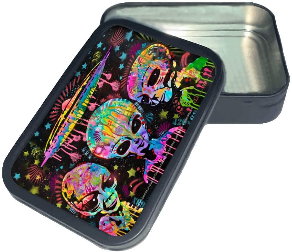 Stash Tins - Aliens by Dean Russo Storage Container 4.37" L x 3.5" W x 1" H