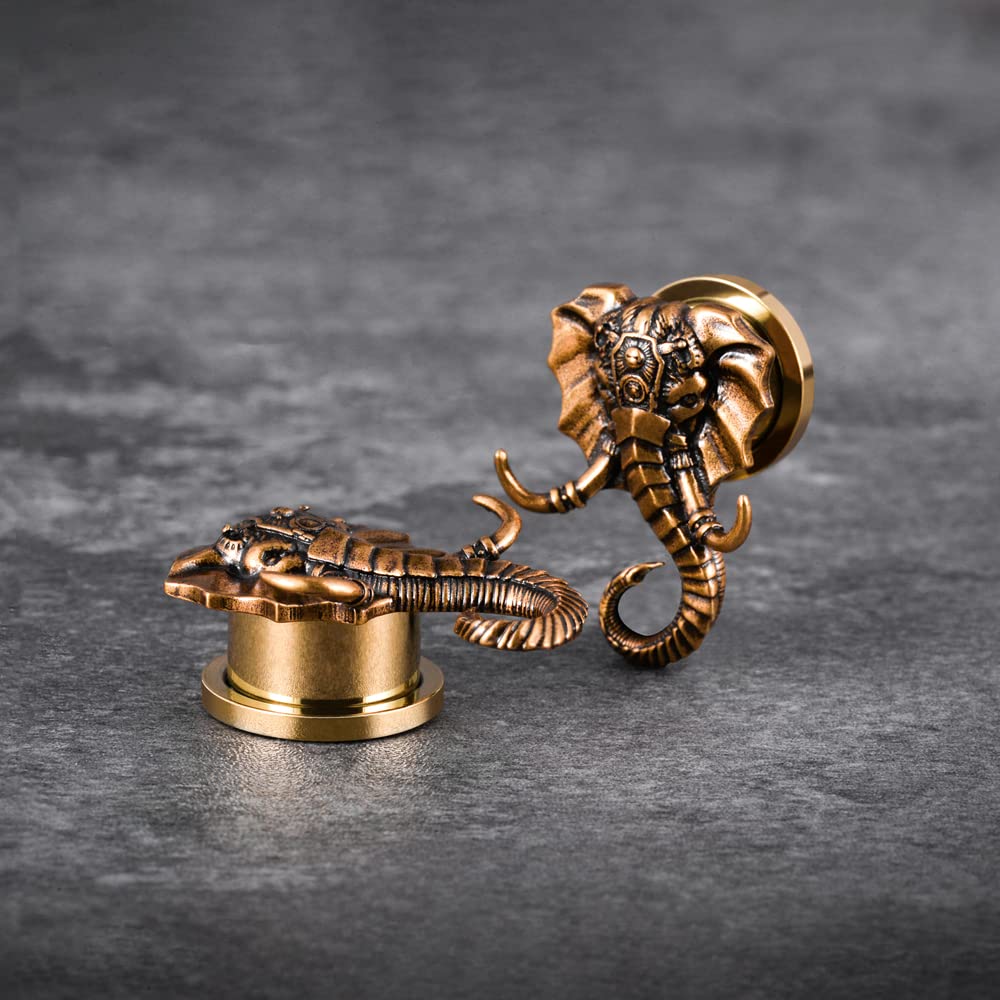 1 Pair Retro Ear Gauges Screw Fit Plug Flesh Tunnels Cat Fox Elephant Stretcher Earrings Hanger Expander Piercing Jewelry 8mm-25mm