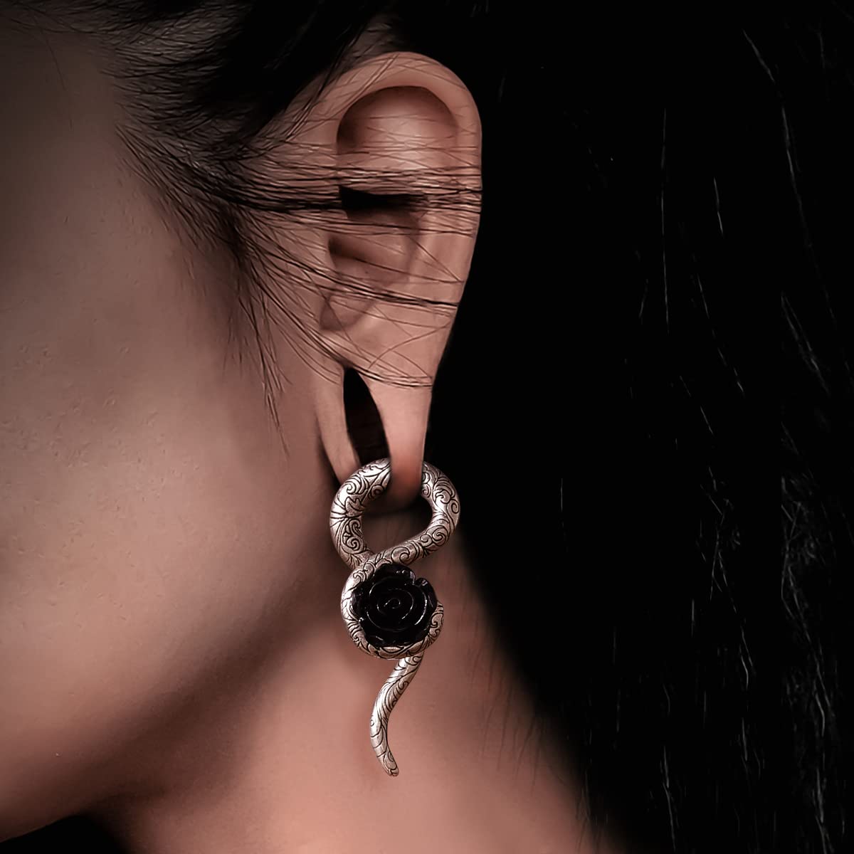 2PCS 2G Ear Sprial Tapers Plug Gauges Brass Ear Stretcher Hangers 6mm Gothic Ear Tunnels Expander Piercing Jewelry