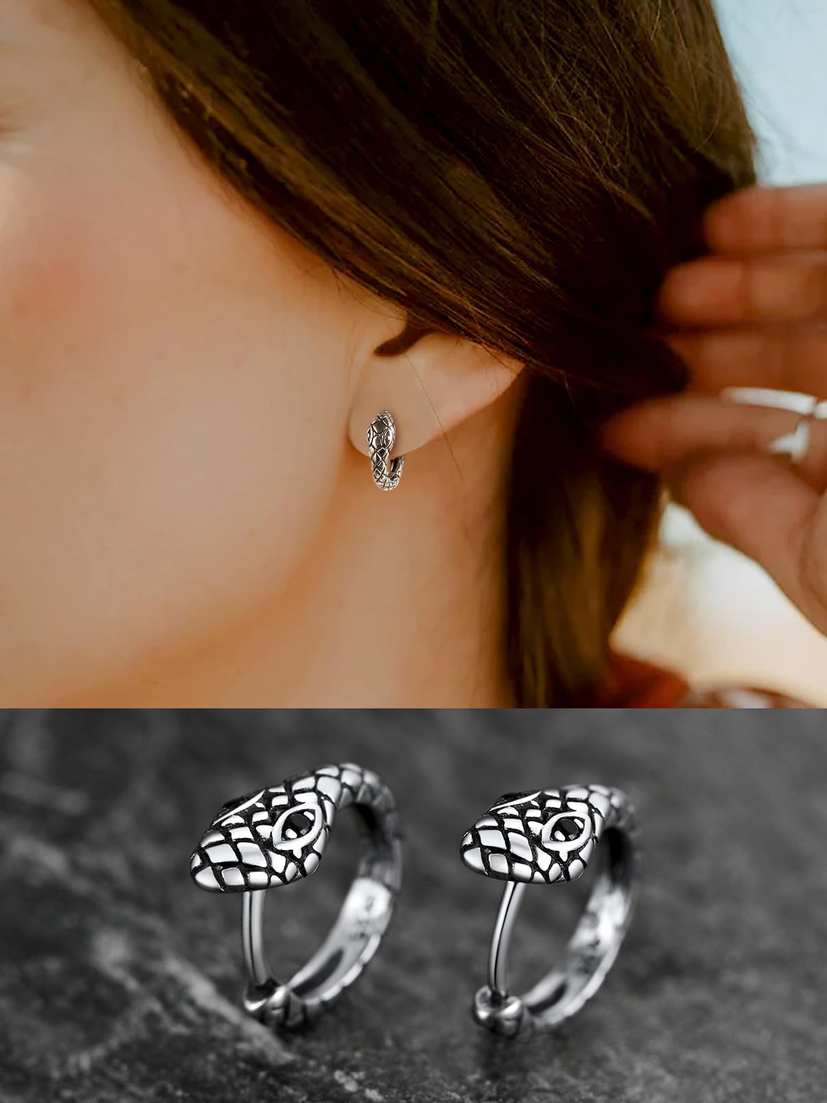 FaithHeart Dragon/Dinosaur/Snake Hoop Earrings for Men, Sturdy Stainless Steel Punk Biker Animals Hypoallergenic Jewelry, Gift Box