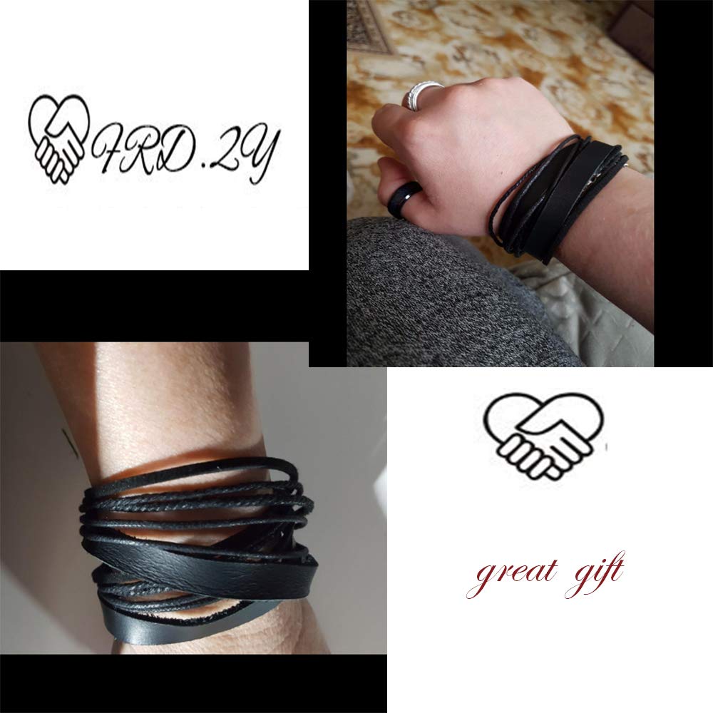 Genuine Leather Bracelet for Women & Men,Unisex Multilayer Leather Adjustable Bracelet Cuff Wrap Multicolor Rope Wristband
