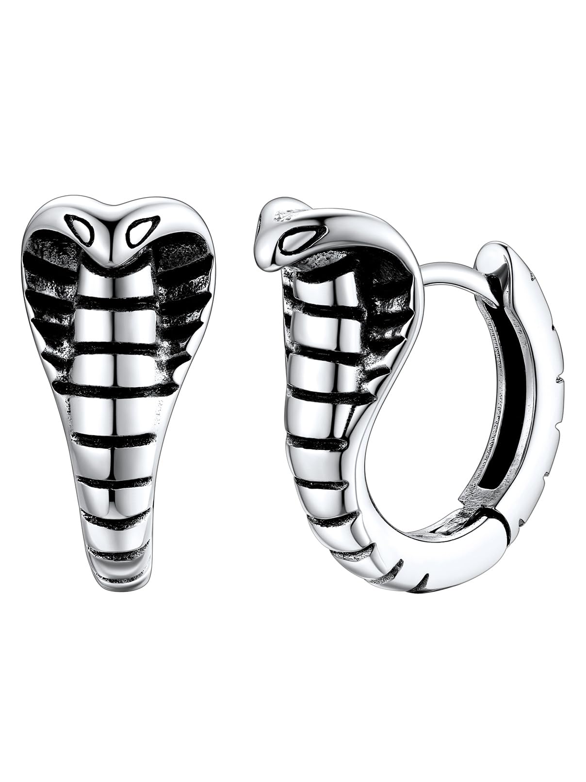 FaithHeart Dragon/Dinosaur/Snake Hoop Earrings for Men, Sturdy Stainless Steel Punk Biker Animals Hypoallergenic Jewelry, Gift Box